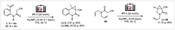 Scale-up electro-catalysis to make cyclopropyl compounds