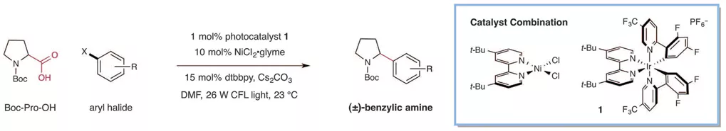 Proposed mechanistic pathway of nickel-catalyzed photoredox- decarboxylative arylation